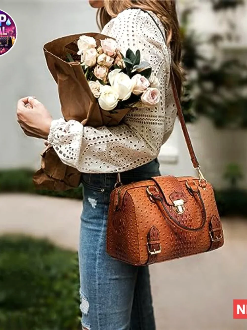 Vegan Leather Satchel Bag Top Handle Shoulder Tote Work Purse